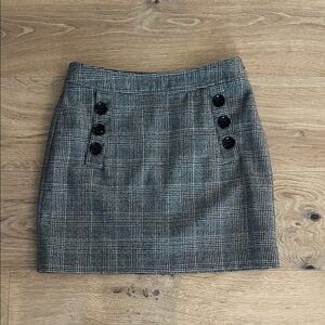 Banana Republic Black and Gray Plaid Mini Skirt